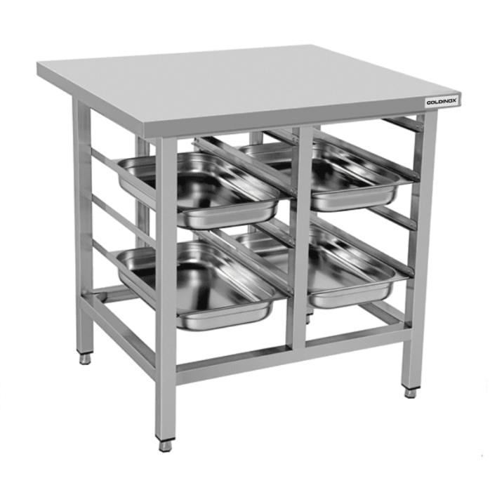 Support de four en acier inoxydable (Hauteur 900 mm) avec 2 x 4 niveaux GN 1/1 PREMIUM - GOLDINOX