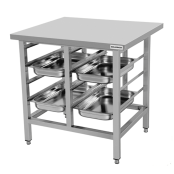 Support de four en acier inoxydable (Hauteur 900 mm) avec 2 x 4 niveaux GN 1/1 PREMIUM - GOLDINOX