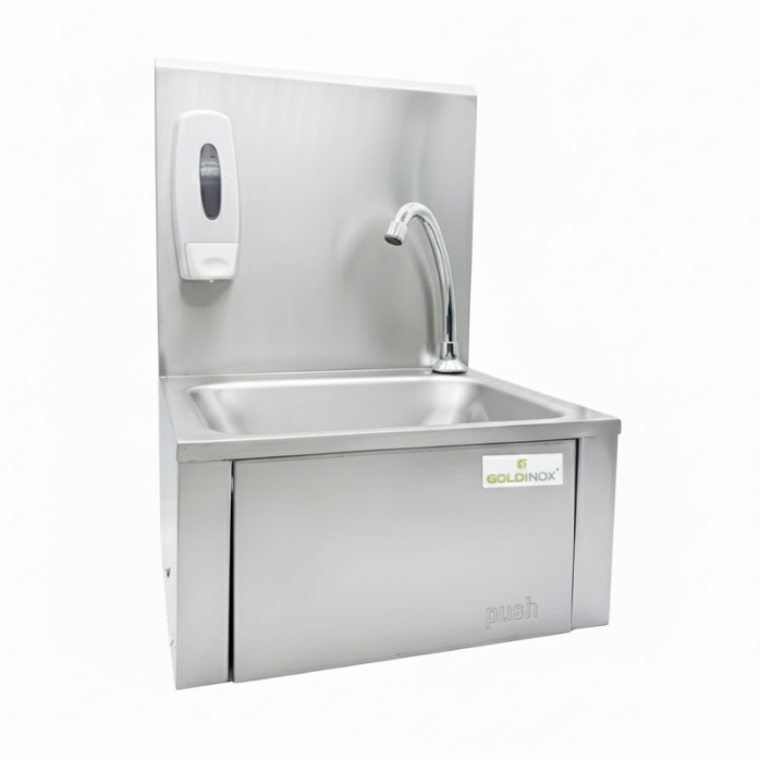 Lave-mains à commande fémorale + Distributeur de savon IDEAL - GOLDINOX