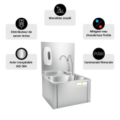 Lave-mains à commande fémorale + Distributeur de savon IDEAL - GOLDINOX