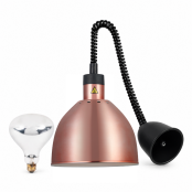 Lampe chauffante "CLOCHE" infrarouge suspendue en aluminium Or Rose (Hauteur réglable et ampoule blanche) PREMIUM - GOLDINOX