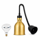 Lampe chauffante "CLOCHE" infrarouge suspendue en aluminium Or (Hauteur réglable et ampoule blanche) PREMIUM - GOLDINOX