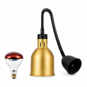 Lampe chauffante "CLOCHE" infrarouge suspendue en aluminium Or (Hauteur réglable et ampoule blanche) PREMIUM - GOLDINOX