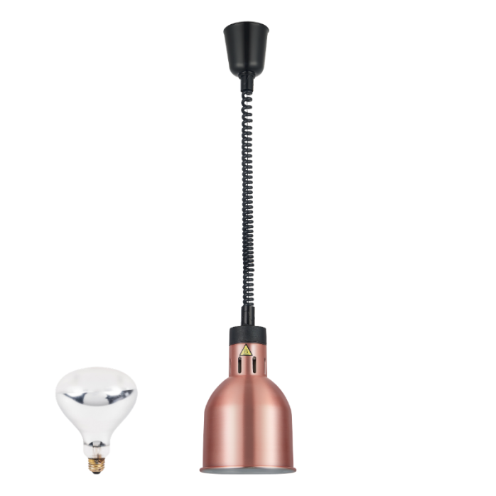 Lampe chauffante "CLOCHE" infrarouge suspendue en aluminium Or Rose (Hauteur réglable et ampoule blanche) PREMIUM - GOLDINOX