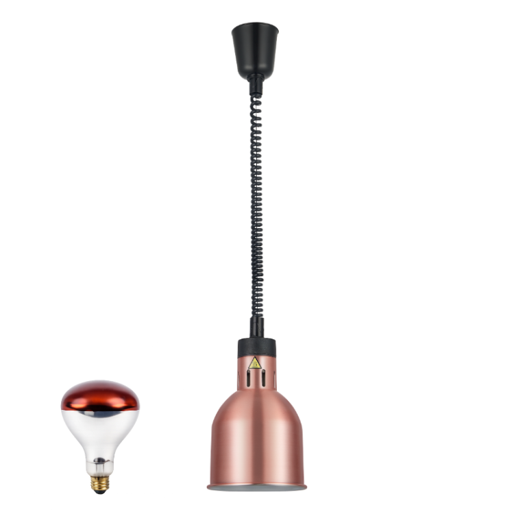 Lampe chauffante "CLOCHE" infrarouge suspendue en aluminium Or Rose (Hauteur réglable et ampoule blanche) PREMIUM - GOLDINOX