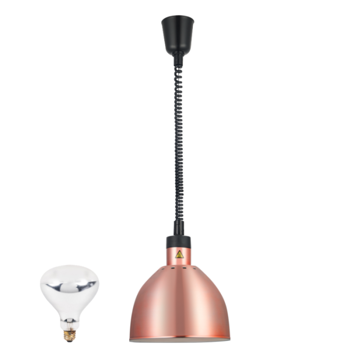 Lampe chauffante "CLOCHE" infrarouge suspendue en aluminium Or Rose (Hauteur réglable et ampoule blanche) PREMIUM - GOLDINOX