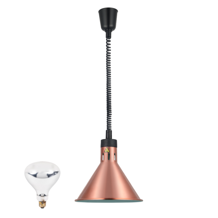 Lampe chauffante infrarouge "RÉTRO" suspendue réglable en hauteur Cuivre (Ampoule blanche) PREMIUM - GOLDINOX