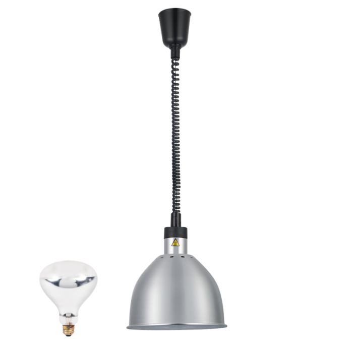 Lampe chauffante "CLOCHE" infrarouge suspendue en aluminium Or Rose (Hauteur réglable et ampoule blanche) PREMIUM - GOLDINOX