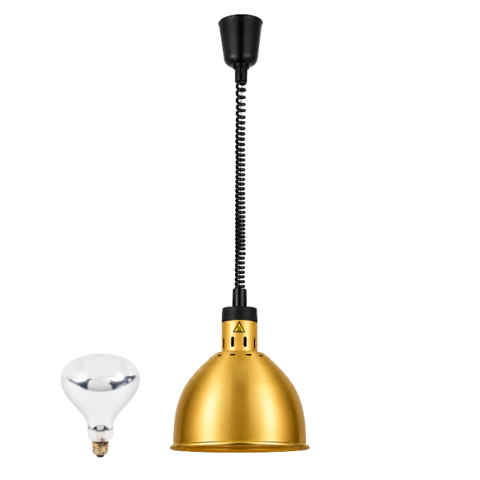 Lampe chauffante "CLOCHE" infrarouge suspendue en aluminium Or Rose (Hauteur réglable et ampoule blanche) PREMIUM - GOLDINOX
