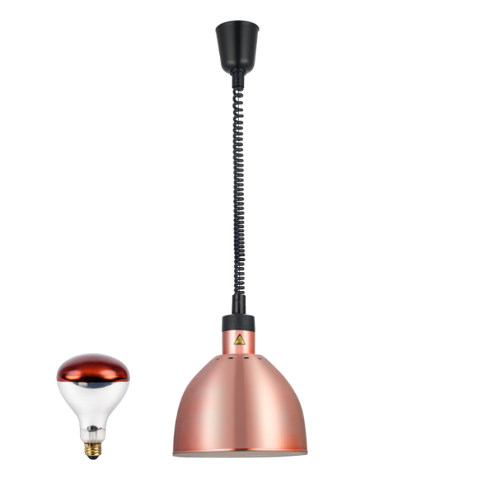 Lampe chauffante "CLOCHE" infrarouge suspendue en aluminium Or Rose (Hauteur réglable et ampoule blanche) PREMIUM - GOLDINOX