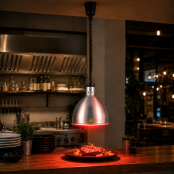 Lampe chauffante "CLOCHE" infrarouge suspendue en aluminium Or Rose (Hauteur réglable et ampoule blanche) PREMIUM - GOLDINOX