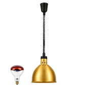 Lampe chauffante "CLOCHE" infrarouge suspendue en aluminium Or Rose (Hauteur réglable et ampoule blanche) PREMIUM - GOLDINOX