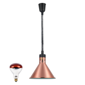 Lampe chauffante infrarouge "RÉTRO" suspendue réglable en hauteur Cuivre (Ampoule rouge) PREMIUM - GOLDINOX