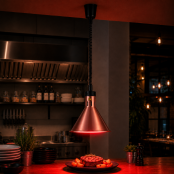 Lampe chauffante infrarouge "RÉTRO" suspendue réglable en hauteur Cuivre (Ampoule rouge) PREMIUM - GOLDINOX