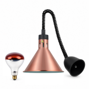 Lampe chauffante infrarouge "RÉTRO" suspendue réglable en hauteur Cuivre (Ampoule rouge) PREMIUM - GOLDINOX