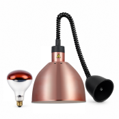 Lampe chauffante "CLOCHE" infrarouge suspendue en aluminium Or Rose (Hauteur réglable et ampoule blanche) PREMIUM - GOLDINOX