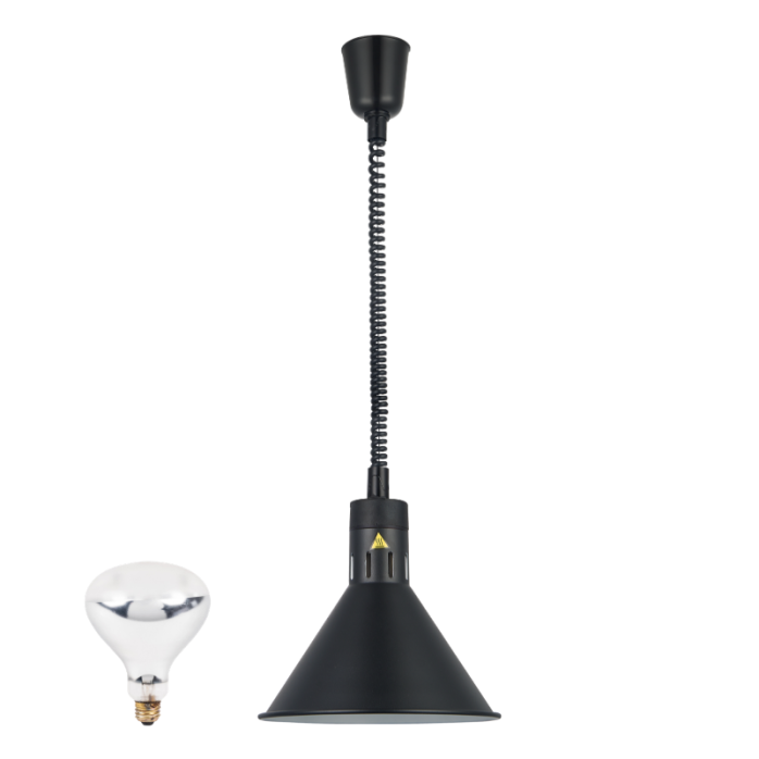 Lampe chauffante infrarouge "RÉTRO" suspendue réglable en hauteur Black Phantom (Ampoule blanche) PREMIUM - GOLDINOX