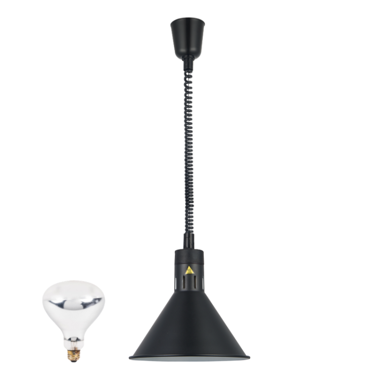 Lampe chauffante infrarouge "RÉTRO" suspendue réglable en hauteur Black Phantom (Ampoule blanche) PREMIUM - GOLDINOX