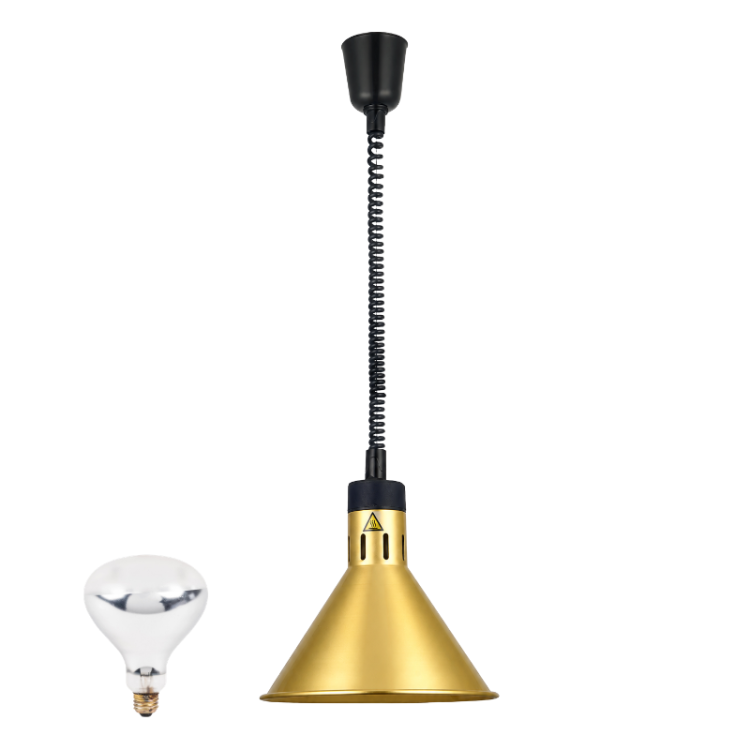 Lampe chauffante "CLOCHE" infrarouge suspendue en aluminium Or Rose (Hauteur réglable et ampoule blanche) PREMIUM - GOLDINOX