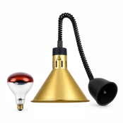 Lampe chauffante "CLOCHE" infrarouge suspendue en aluminium Or Rose (Hauteur réglable et ampoule blanche) PREMIUM - GOLDINOX