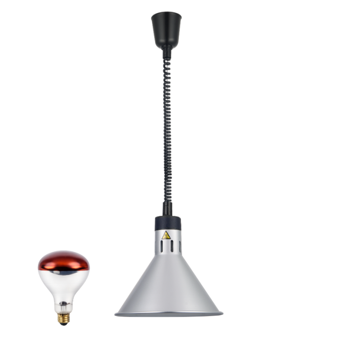 Lampe chauffante "CLOCHE" infrarouge suspendue en aluminium Or Rose (Hauteur réglable et ampoule blanche) PREMIUM - GOLDINOX