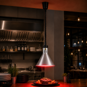 Lampe chauffante "CLOCHE" infrarouge suspendue en aluminium Or Rose (Hauteur réglable et ampoule blanche) PREMIUM - GOLDINOX