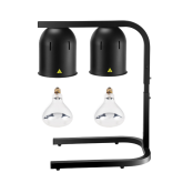 Lampe chauffante infrarouge sur pied réglable en hauteur (2 ampoules blanches) Noire PREMIUM - GOLDINOX