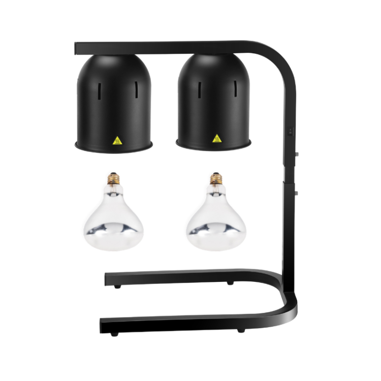 Lampe chauffante infrarouge sur pied réglable en hauteur (2 ampoules blanches) Noire PREMIUM - GOLDINOX
