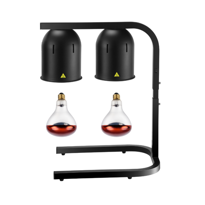 Lampe chauffante infrarouge sur pied réglable en hauteur (2 ampoules blanches) Noire PREMIUM - GOLDINOX
