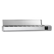 Meuble à pizza réfrigéré Tropicalisée 3 portes avec vitrine ingrédients (9x GN1/3) PREMIUM - GOLDINOX