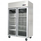 Réfrigérateur inox 1300 L / Tropicalisé / 2 portes vitrées