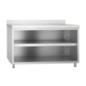 Meuble bas inox ouvert avec dosseret profondeur 700 mm
