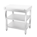 Table de découpe blanche avec 2 étagères inférieures profondeur 600 mm