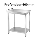 Table de travail en inox hauteur Bar profondeur 600 mm