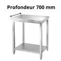 Table de travail en inox hauteur Bar profondeur 700 mm