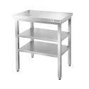 Tables de travail en inox hauteur Bar avec 2 étagères inférieures profondeur 700 mm