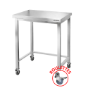 Tables de travail en inox hauteur Bar avec renfort sur roulettes profondeur 800 mm