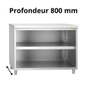 Meuble bas inox ouvert profondeur 800 mm